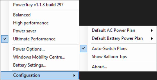 PowerTray SysTray Menu