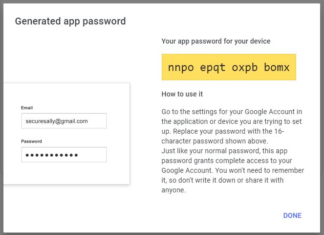 Generated App Password